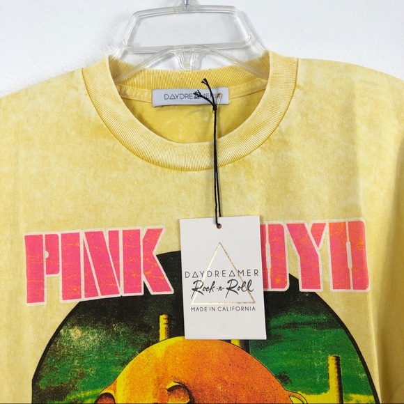 Daydreamer Pink Floyd Animals Yellow Acid Wash Tee - Picture 3 of 7
